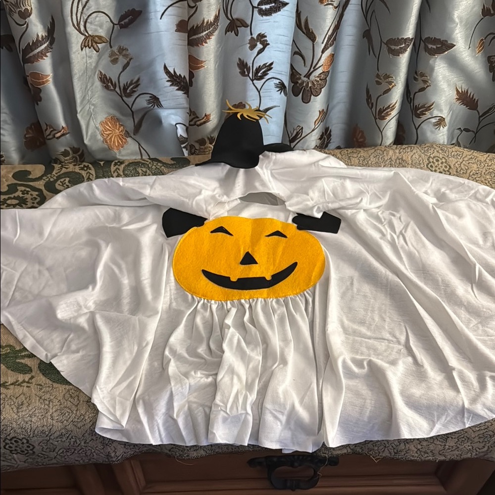Large dog Pumpkin Ghost Costume - White and Yellow